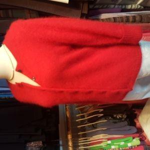 APOSTROPHE ♡ Gorgeous Christmas Red Angora 3/4 Length Front Button Cardigan S